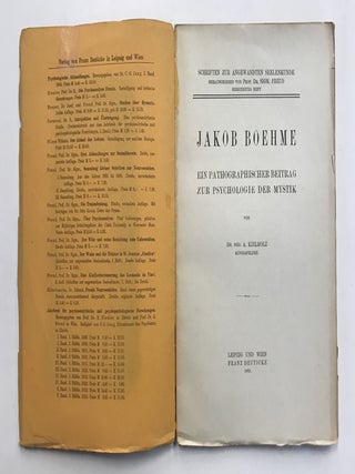JAKOB BOEHM: EIN PATHOGAPHISCHER BEITRAG ZUR PSYCHOLOGIE DER MYSTIK (SIGNED BY DR. KAREN HORNEY)