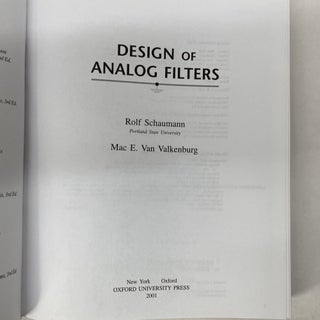 DESIGN OF ANALOG FILTERS