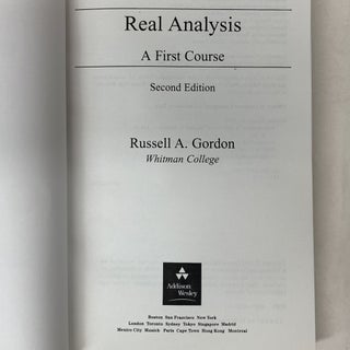 REAL ANALYSIS: A FIRST COURSE, 2ND EDITION