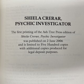 SHIELA CRERAR, PSYCHIC INVESTIGATOR