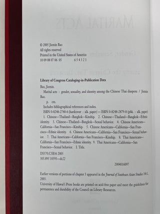 MARITAL ACTS: GENDER, SEXUALITY, AND IDENTITY AMONG THE CHINESE THAI DIASPORA