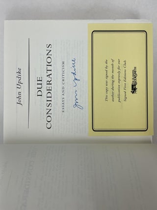 DUE CONSIDERATIONS: ESSAYS AND CRITICISM