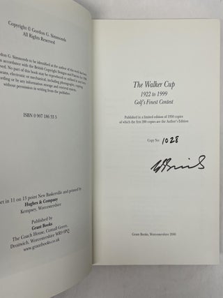 THE WALKER CUP: 1922 TO 1999 GOLF'S FINEST CONTEST