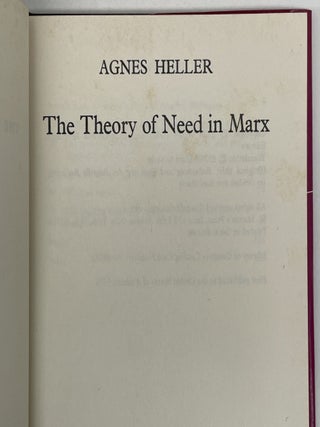 THE THEORY OF NEED IN MARX